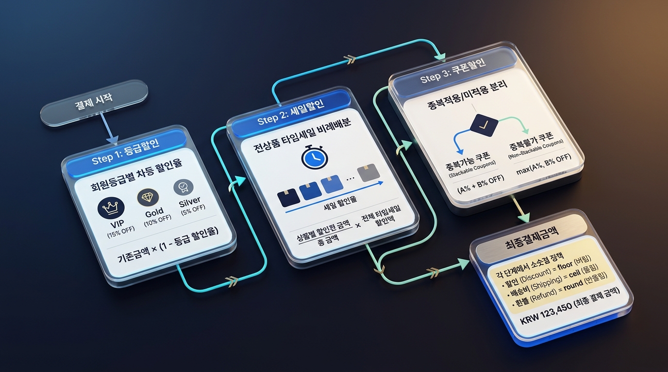 가격 계산 엔진의 3단계 할인 비례배분 프로세스