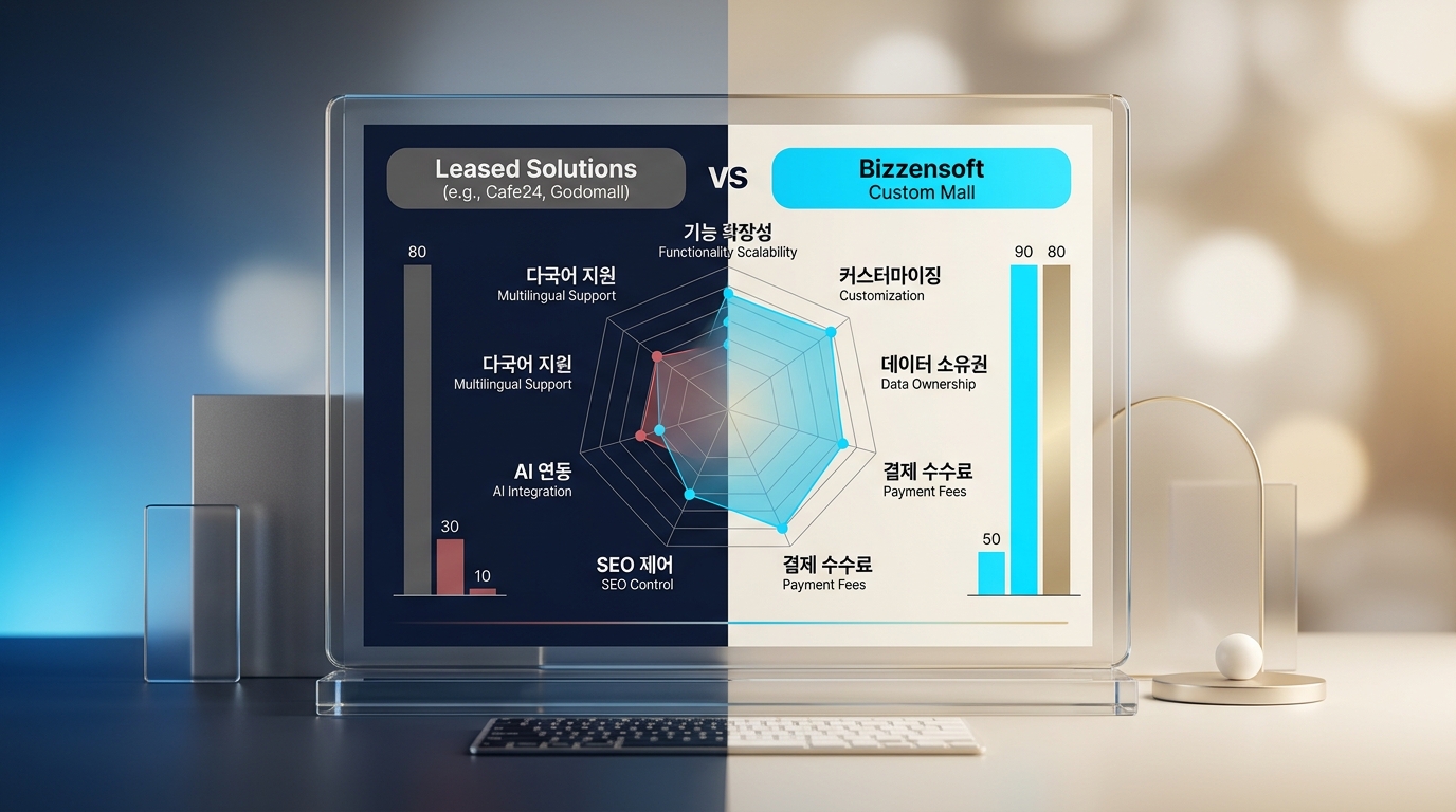 임대형 솔루션 vs 비젠소프트 쇼핑몰 기능 비교표