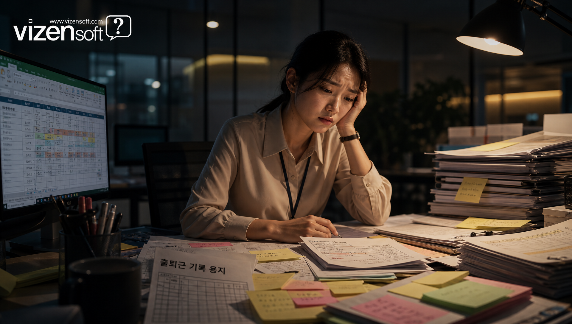 엑셀과 HRM 근태관리 시스템의 기능 비교 다이어그램