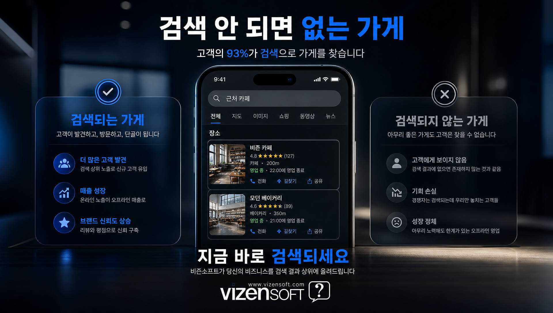 비젠소프트 검색마케팅 서비스 소개 및 전문성 강조 이미지