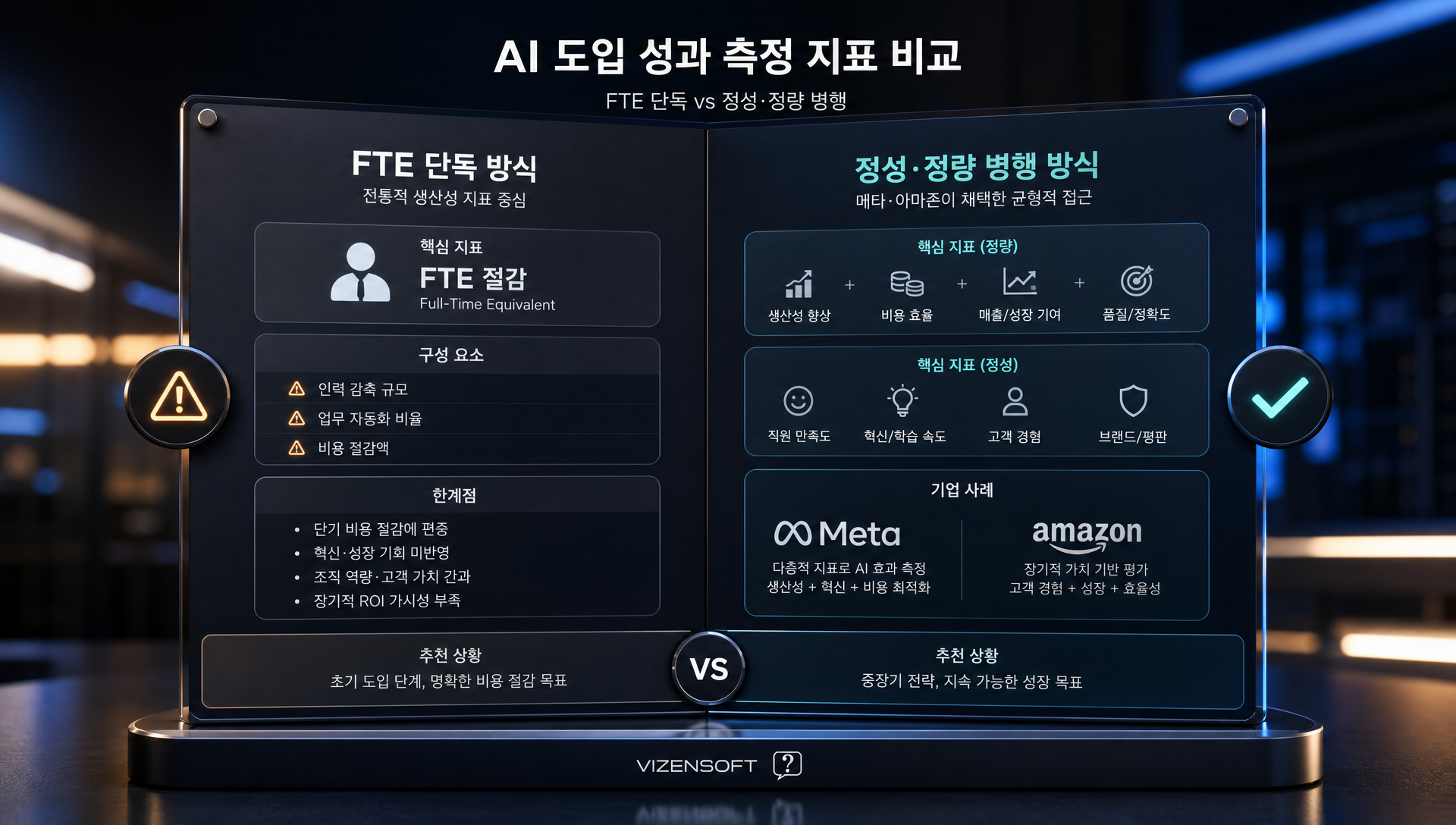 AI 성과 평가 방식의 정량적 정성적 요소 구성 도표