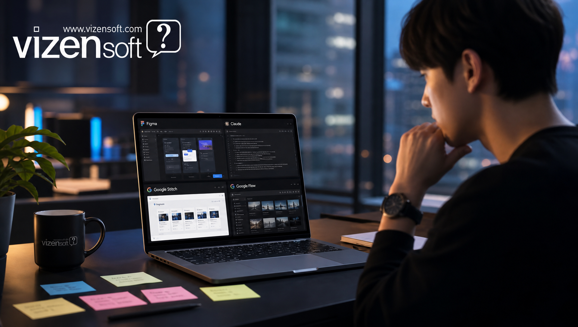 Figma AI, Claude Design, Google Stitch, Google Flow 4가지 AI 디자인 영상 도구 비교 다이어그램
