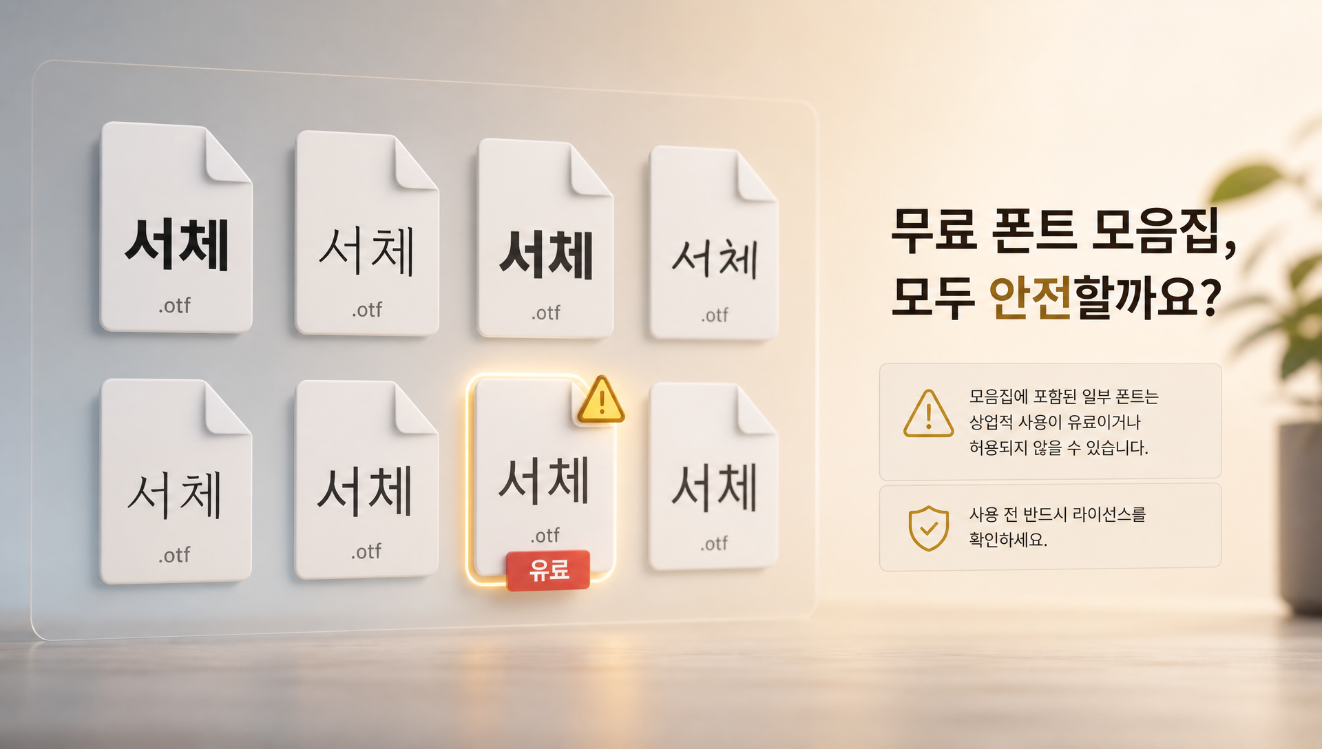 무료 폰트 라이선스 확인 함정 안내 일러스트