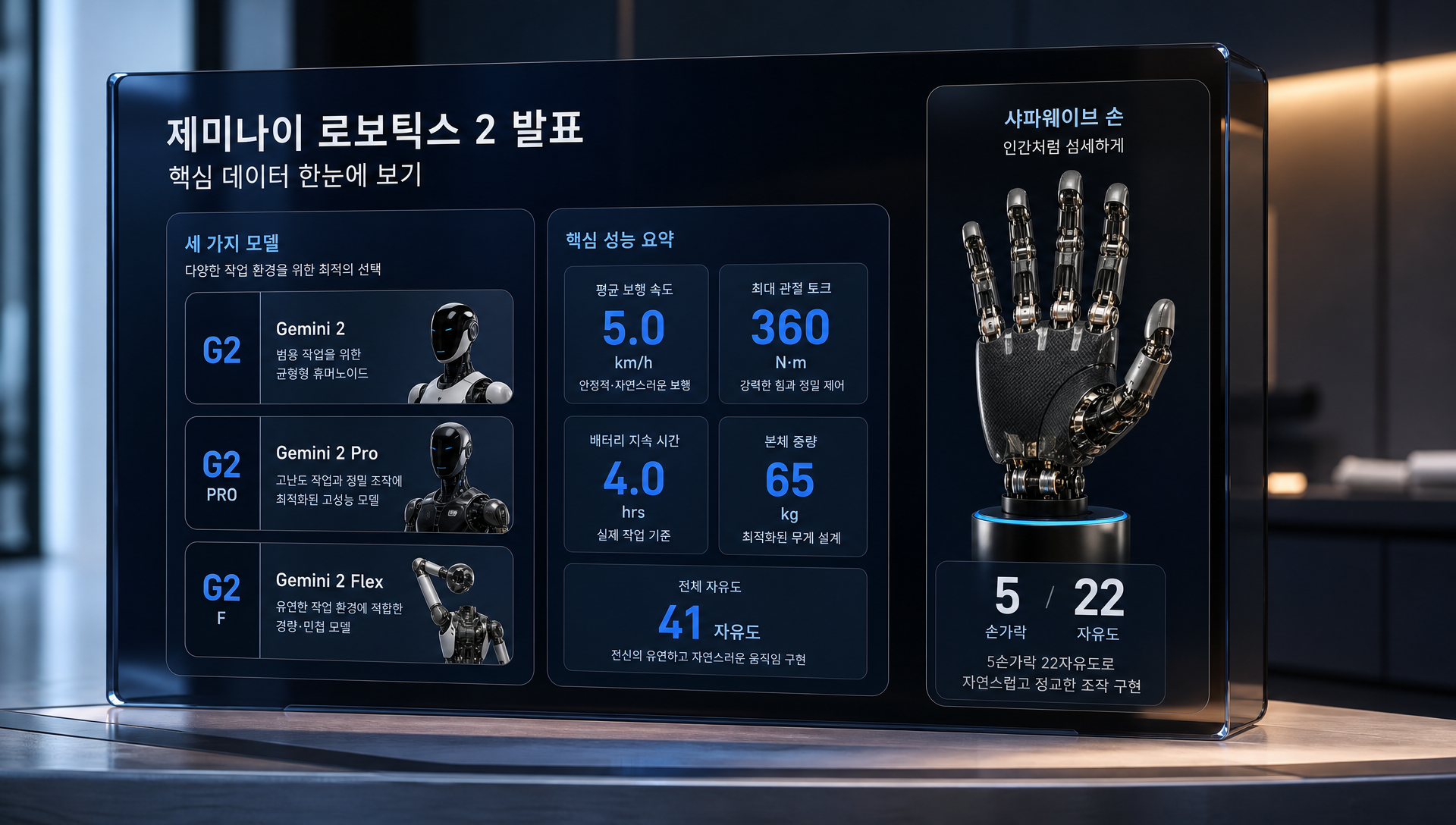샤파웨이브 손의 22개 자유도 다섯 손가락 구조와 정밀 조작 능력 시연