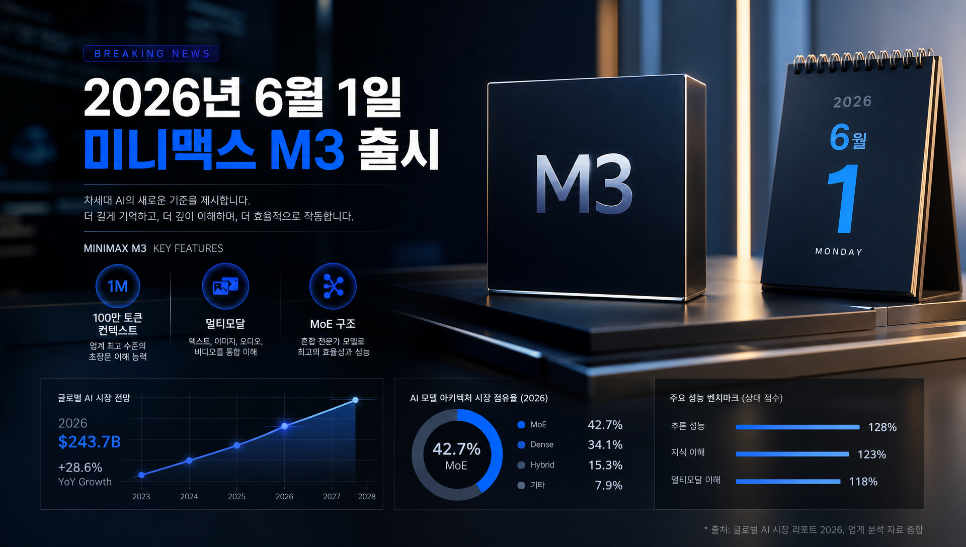 미니맥스 M3 모델의 기술 아키텍처와 MoE 구조를 나타내는 다이어그램