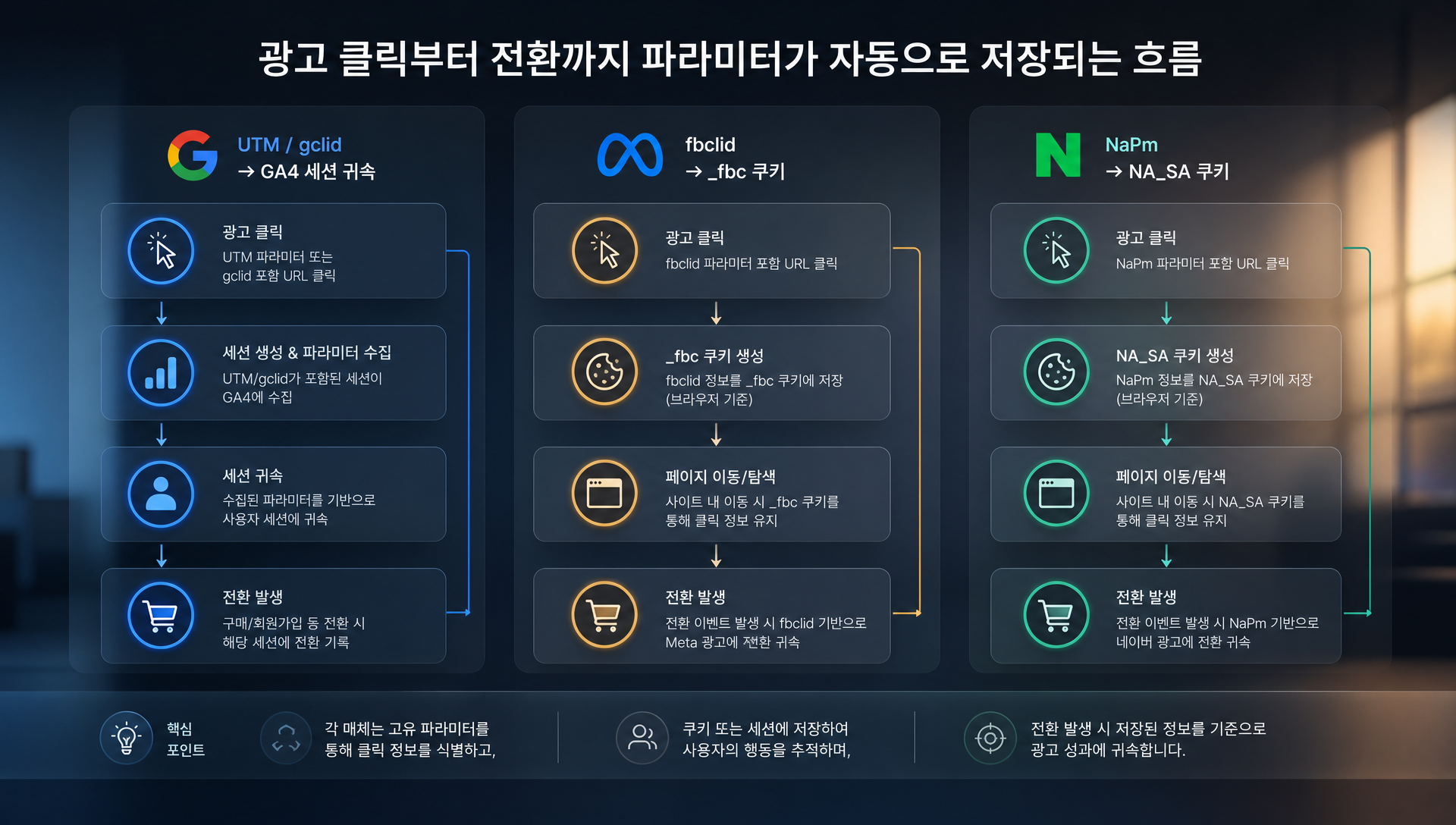 네이버 공통 스크립트를 통한 NA_SA 쿠키 자동 생성 및 전환 추적 메커니즘