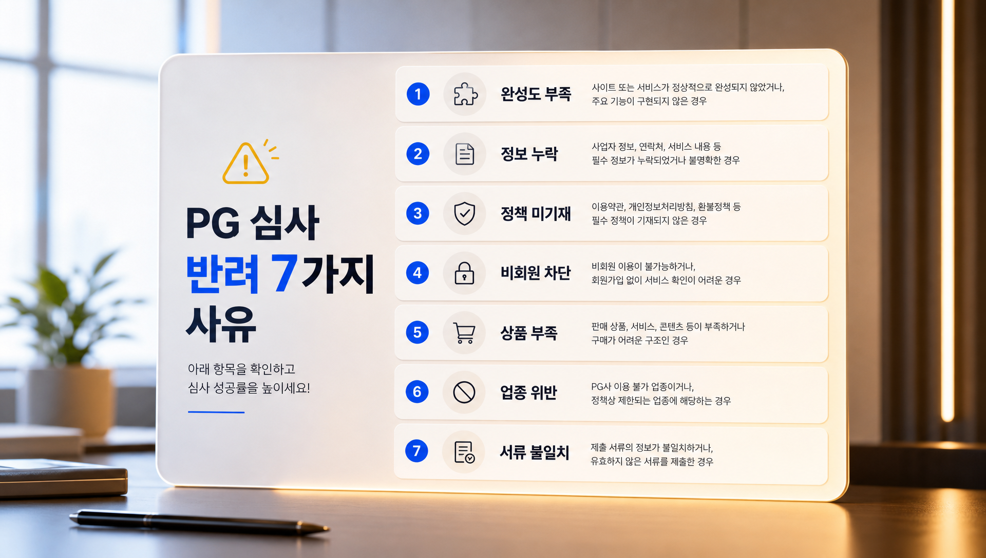 PG 심사 반려 7가지 유형 요약 및 대응 방법