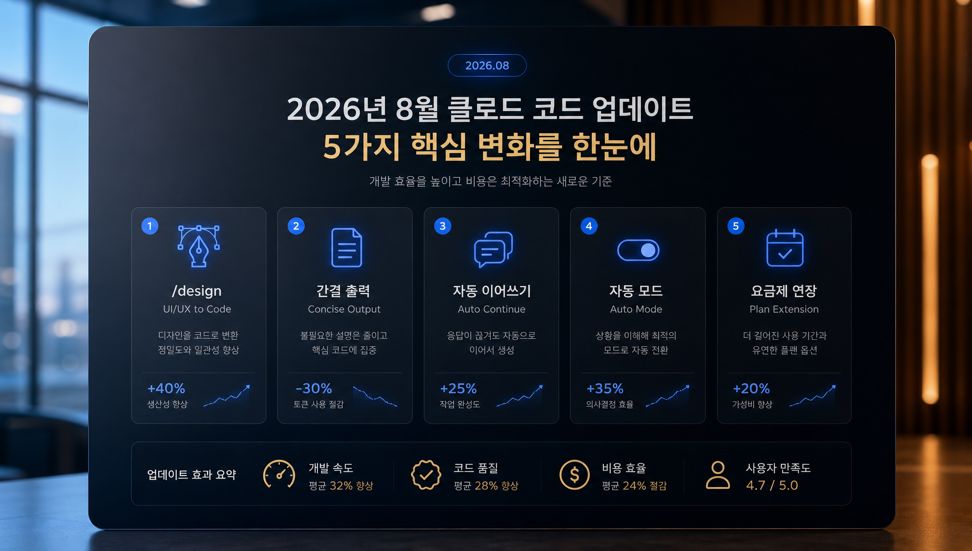 클로드 코드 8월 업데이트의 5가지 주요 변화를 설명하는 인포그래픽