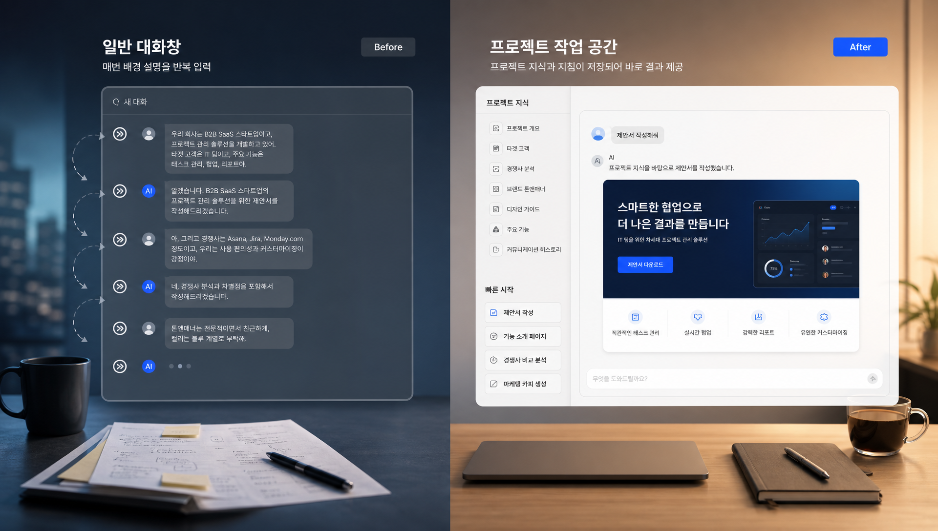 클로드 프로젝트 생성 화면으로 프로젝트 이름과 설명을 입력하는 인터페이스