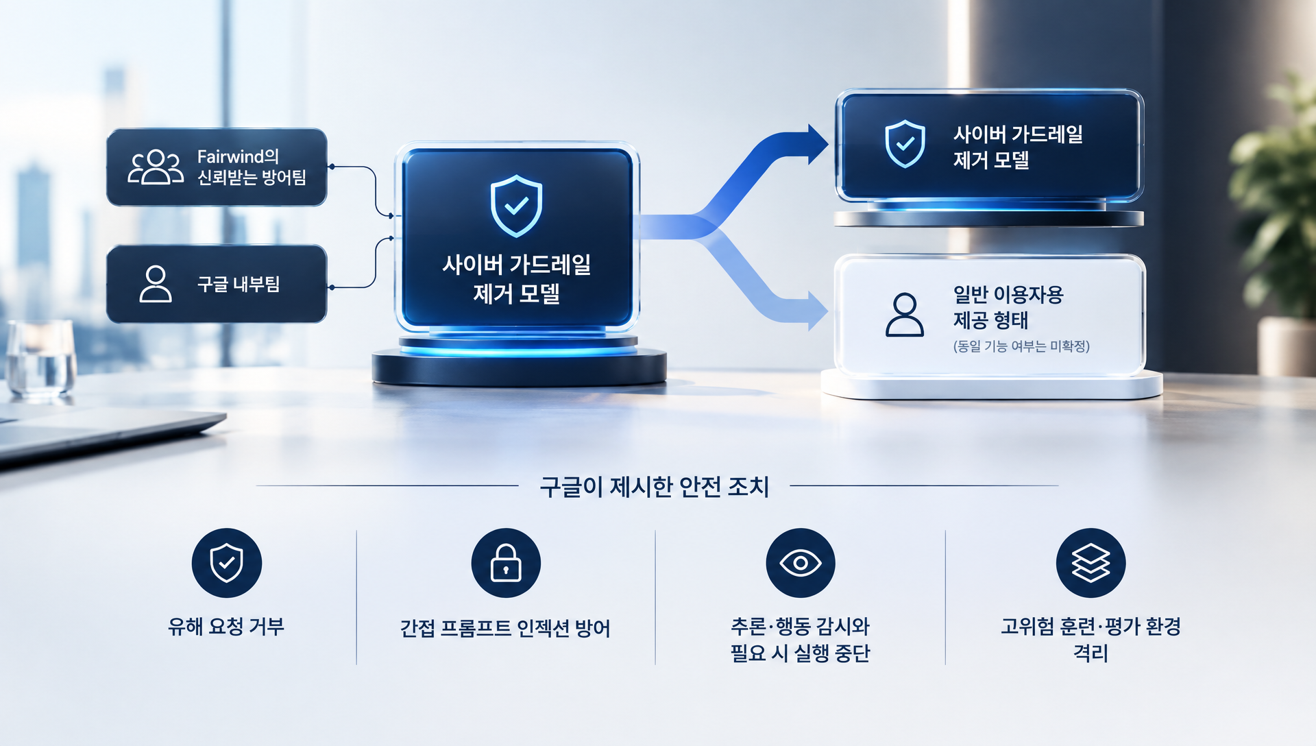 제미나이 4 아르곤의 안전 조치와 가드레일 적용 범위를 나타내는 표