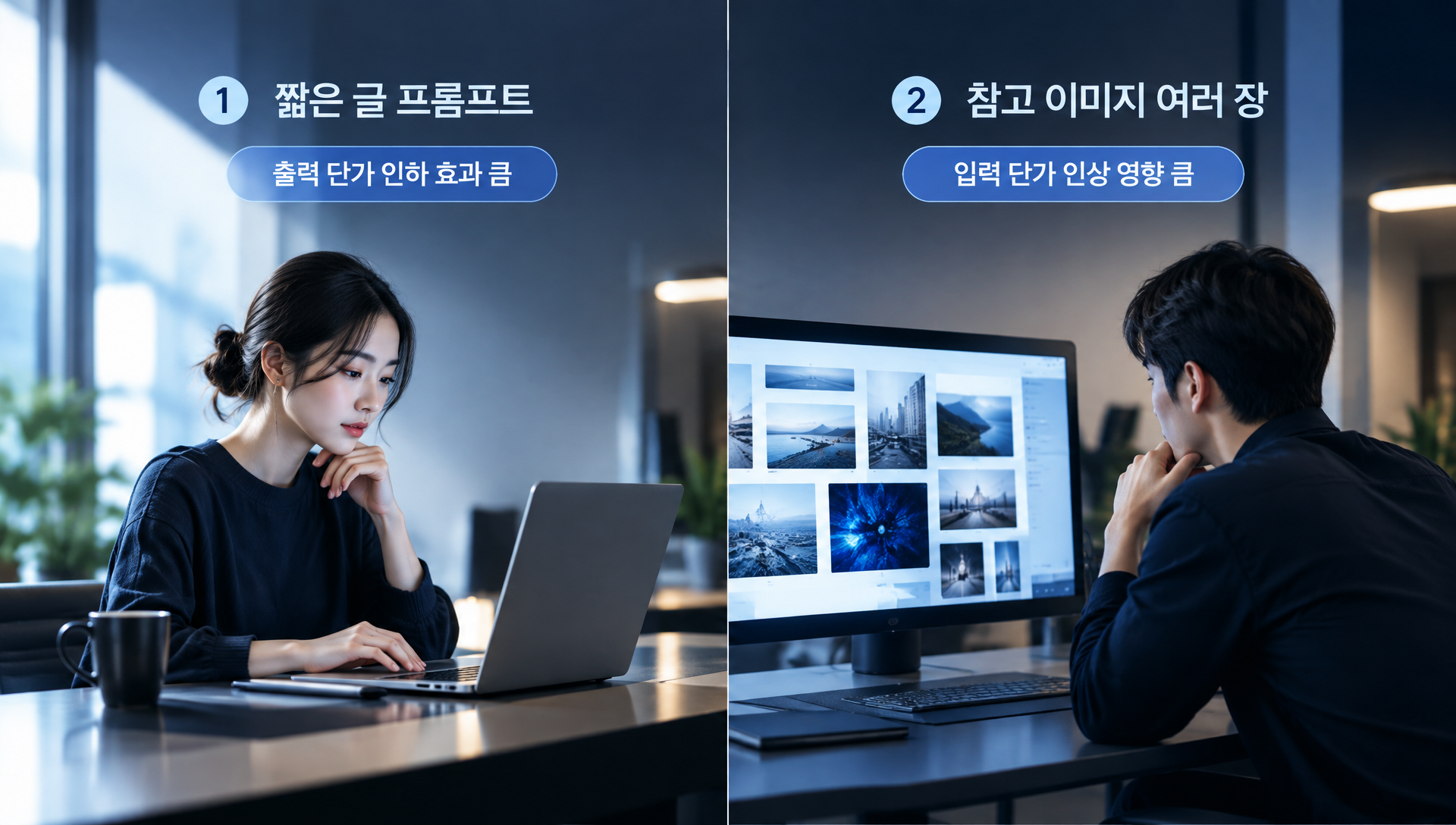 이미지 출력 단가 인하와 입력 단가 인상으로 인한 총비용 계산 구조
