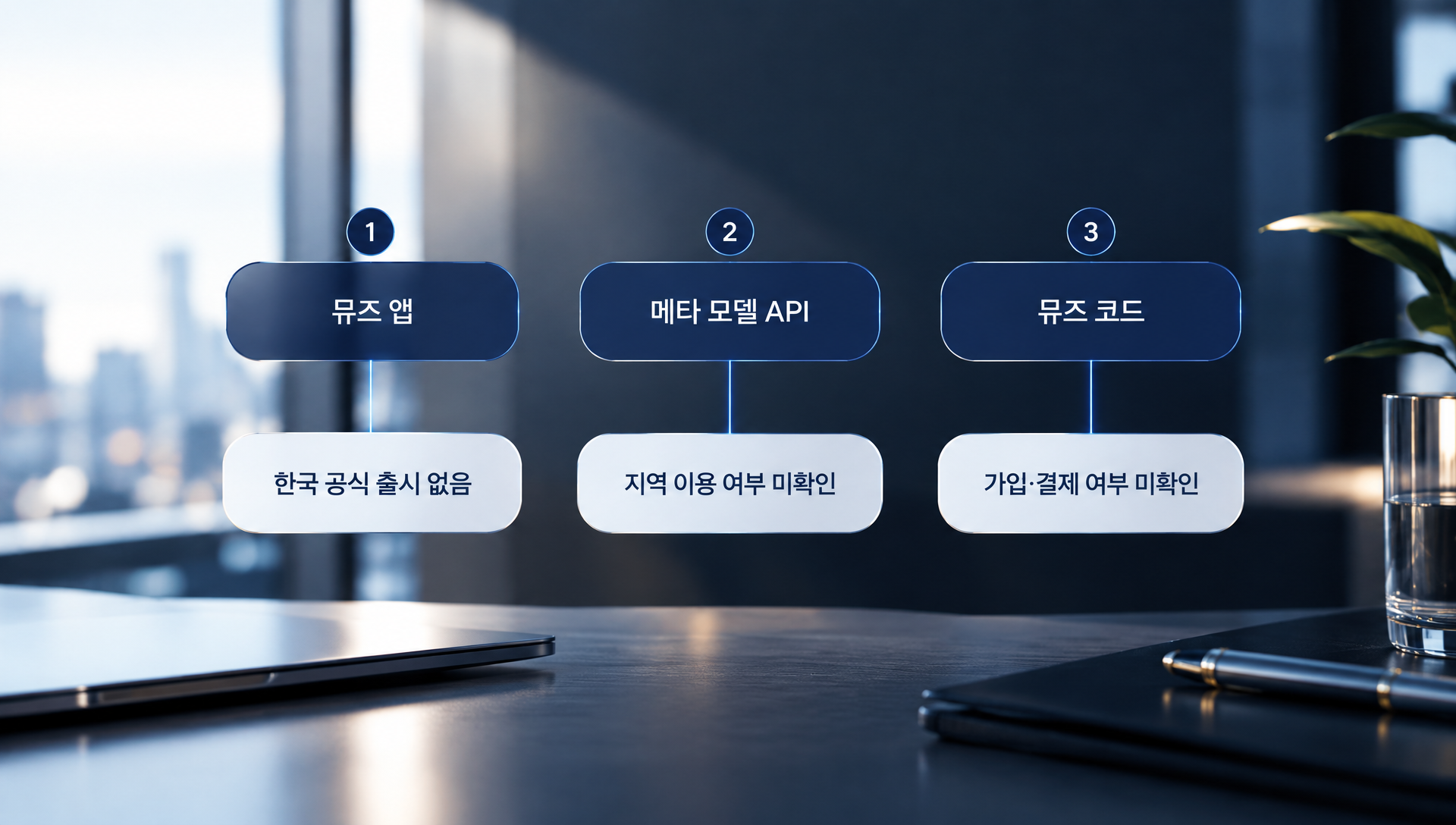 한국에서 뮤즈 앱 미출시와 API 이용 불확실성을 나타내는 접근성 안내