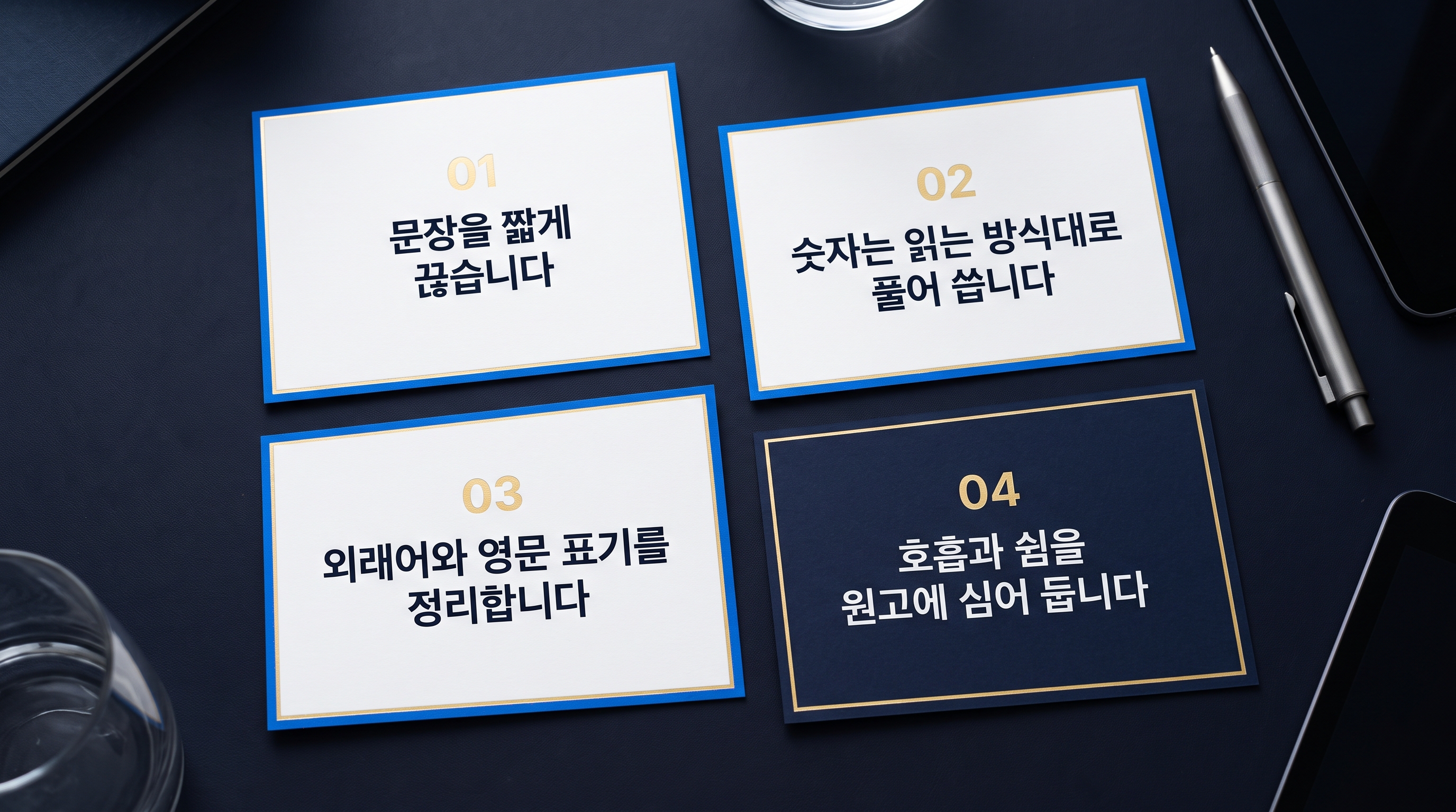 원고 작성 팁을 보여주는 다듬기 과정 예시 이미지
