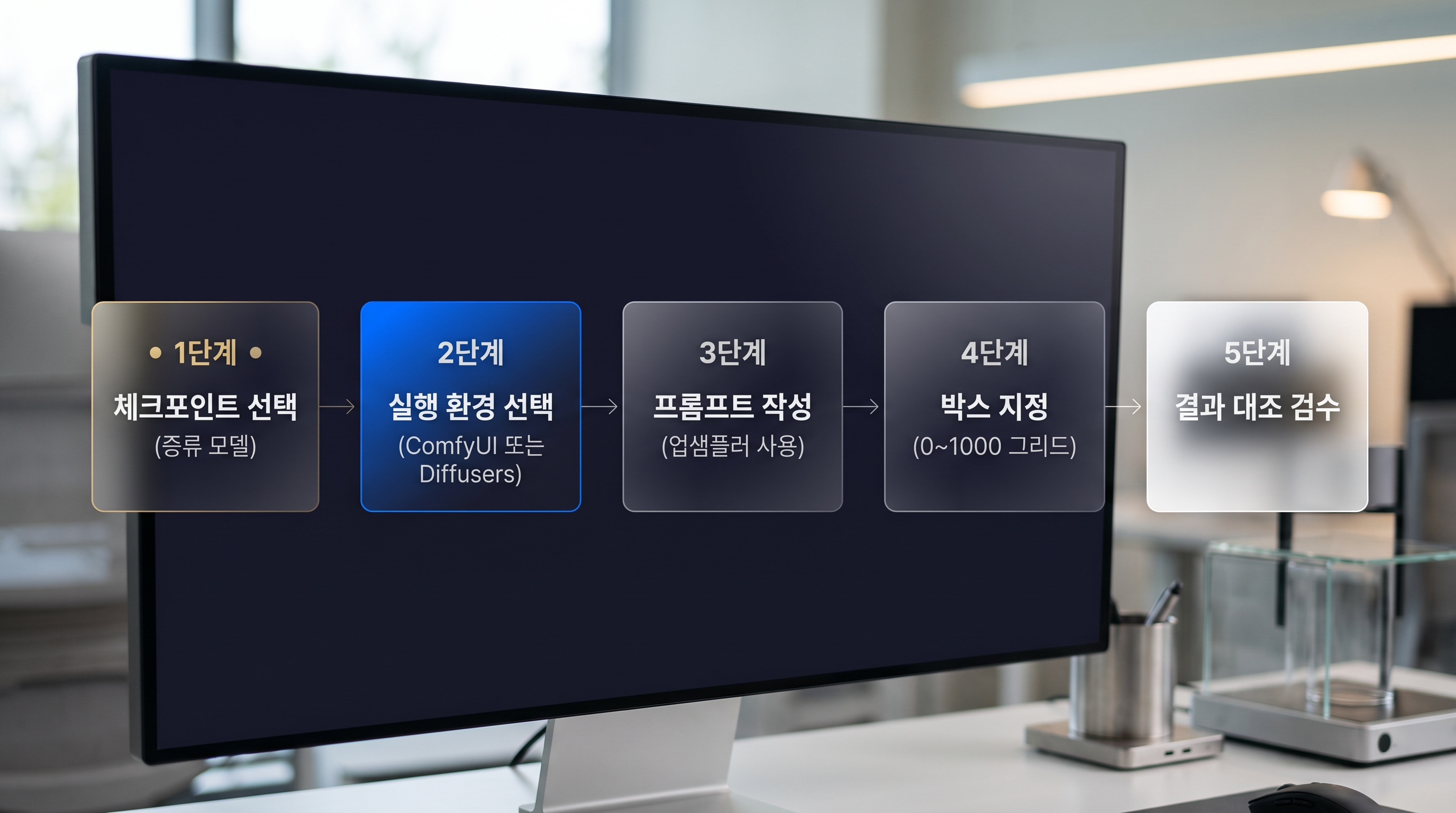 FLUX 3 Image Klein 시험 절차: 체크포인트 선택, 실행 환경 설정, 프롬프트 준비, 박스 지정, 결과 검증 5단계