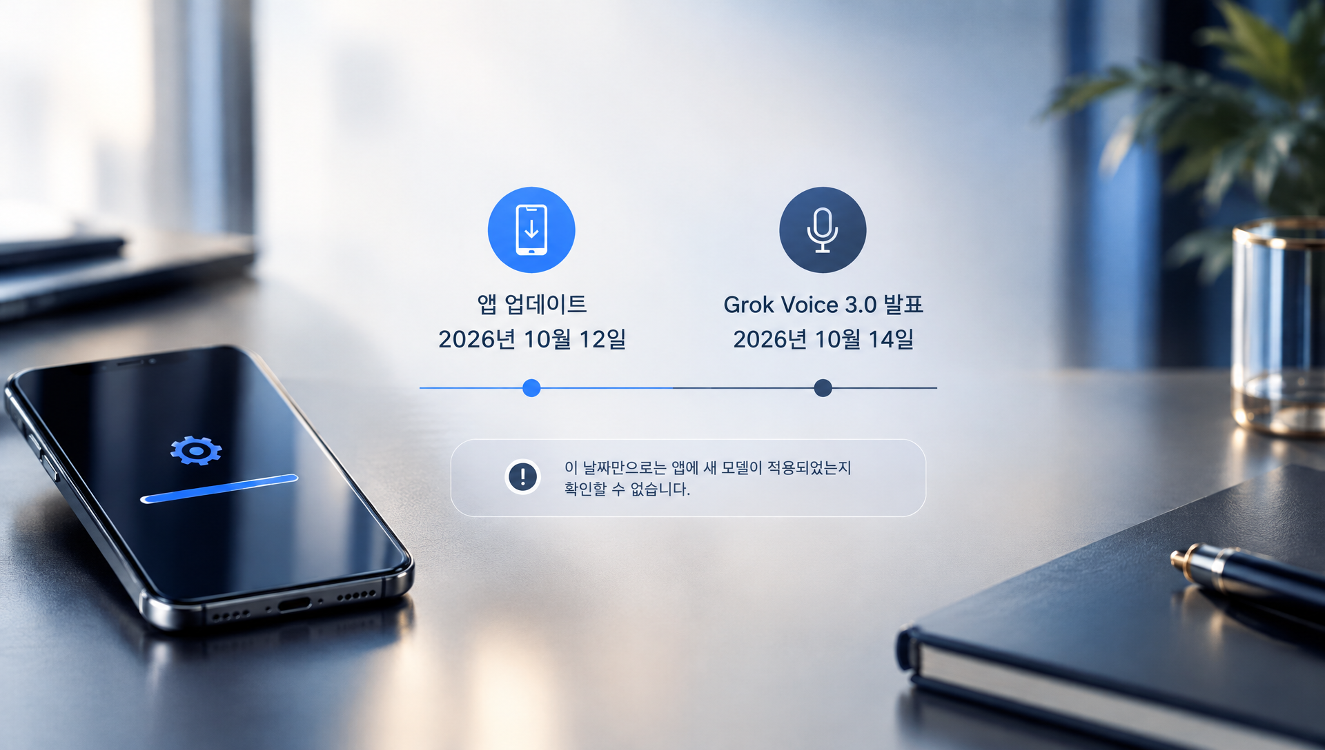 Google Play에서 Grok 앱의 업데이트 날짜와 발표 일정의 시간 차이를 확인하는 스크린샷