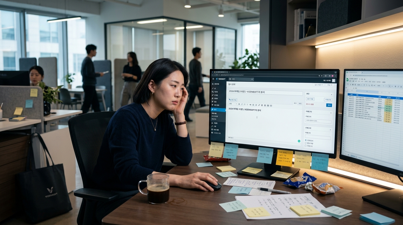 AI 홈페이지 관리 시스템의 자동화 워크플로우를 보여주는 프로세스 다이어그램