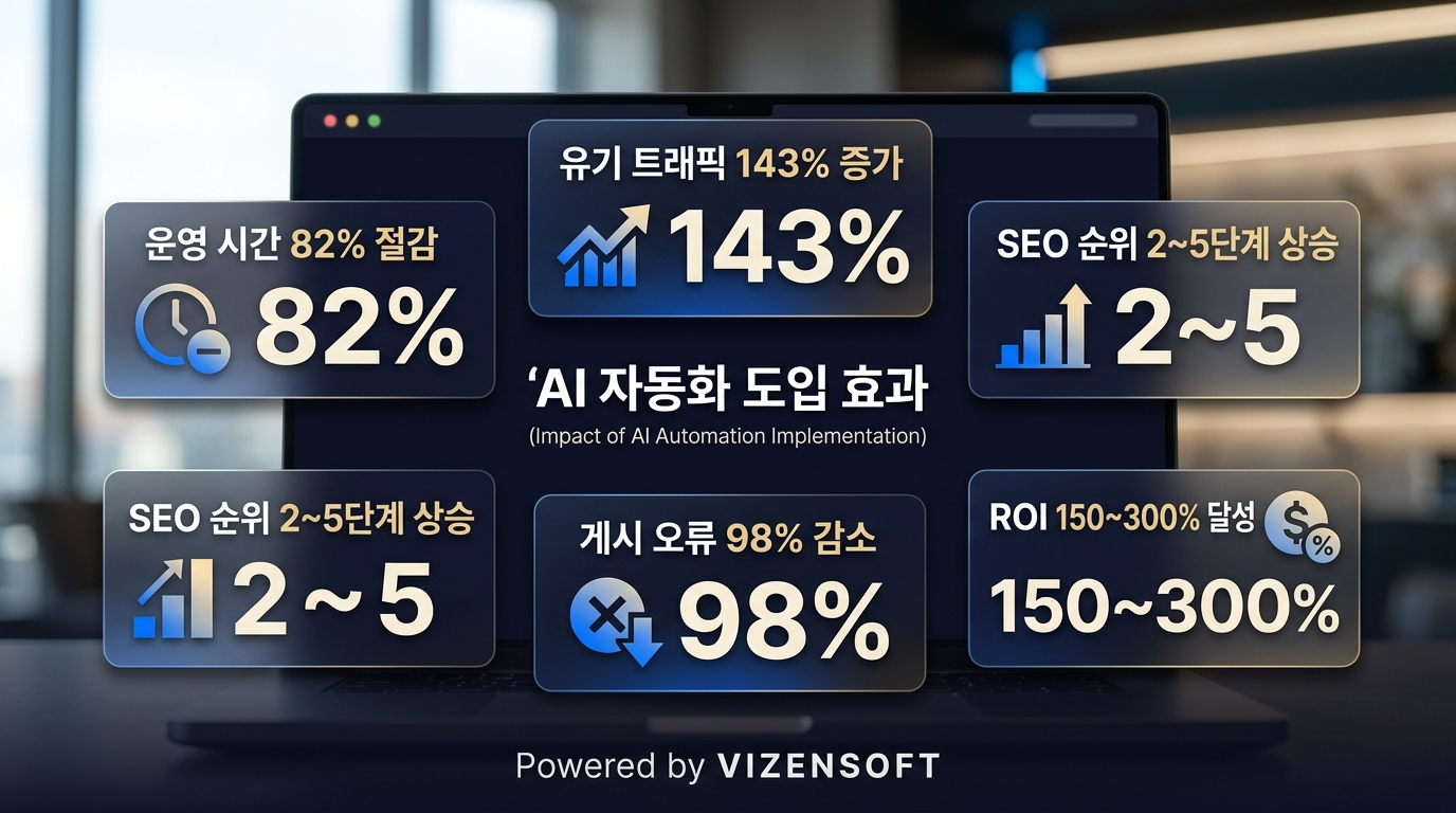 AI홈페이지관리 도입 후 SEO 성과 및 ROI 개선 사항 통계