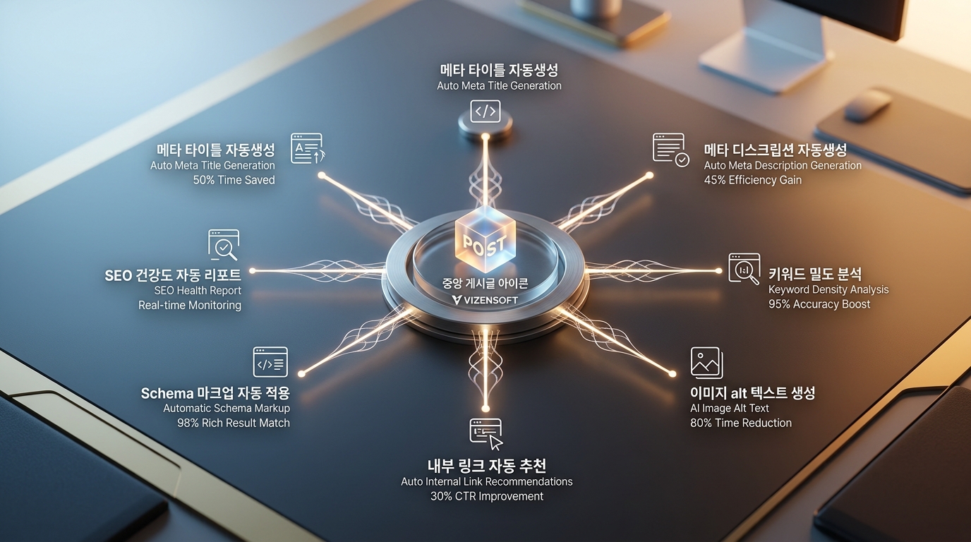 SEO 자동 최적화 프로세스와 메타데이터 생성 흐름도